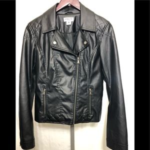 Celebrity Pink Black Faux Leather Jacket, Size M